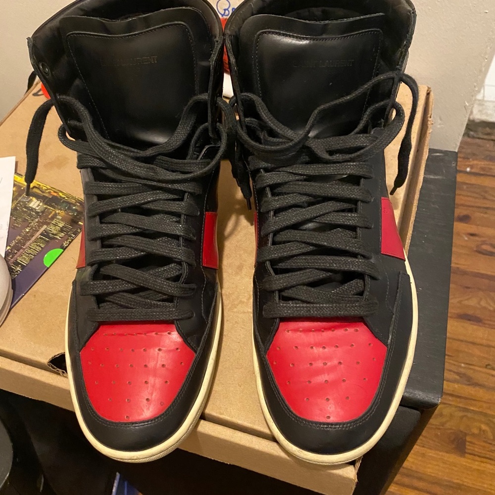 Yves Saint Laurent Black and Red Sneakers